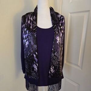 Cable & Gauge Purple 2 Pc. 3/4 Sleeve Knit Top With Scarf Sz. (Med)